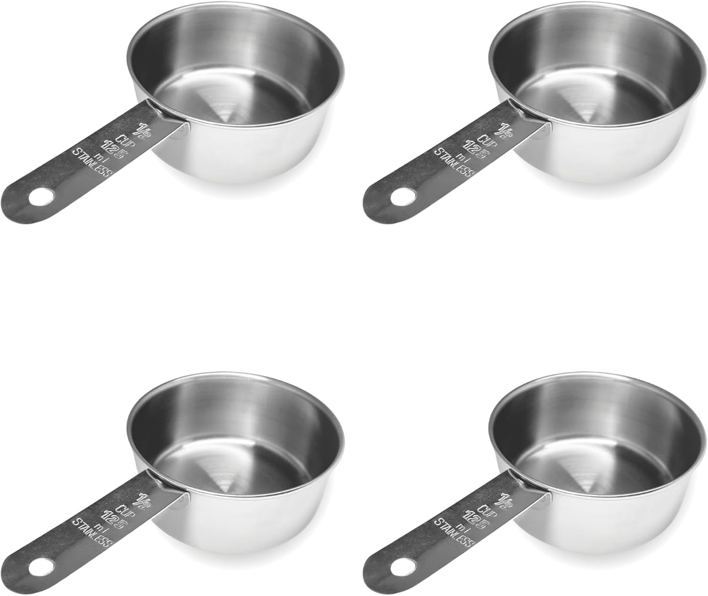 1/2 Cup Stainless Steel Measuring Cup | Sturdy Metal 125 ml | 125 cc | 4 oz | Single Cup for Wet