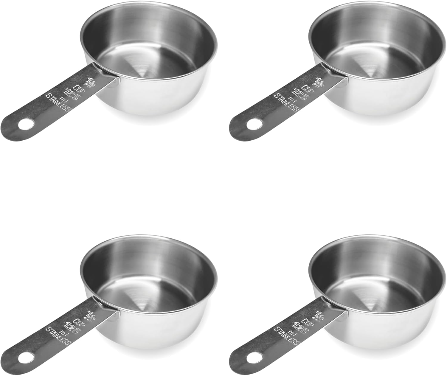 1/2 Cup Stainless Steel Measuring Cup | Sturdy Metal 125 ml | 125 cc | 4 oz | Single Cup for Wet