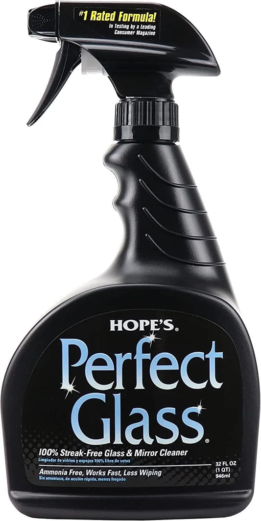HOPE'S Perfect Glass Cleaner Spray, Streak-Free, Ammonia-Free Window, Mirror, Screen, Tinted Glass