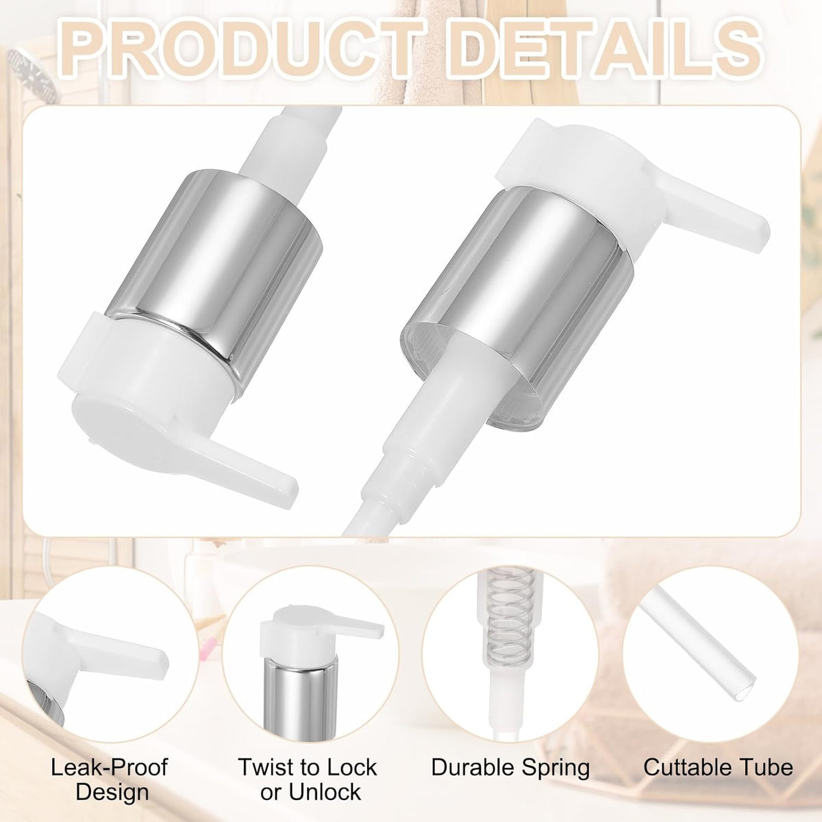 uxcell 4 Pcs Soap Dispenser Pump Heads, Hand Soap Dispensers Top Pumps Replacement Clip-on Pumphead