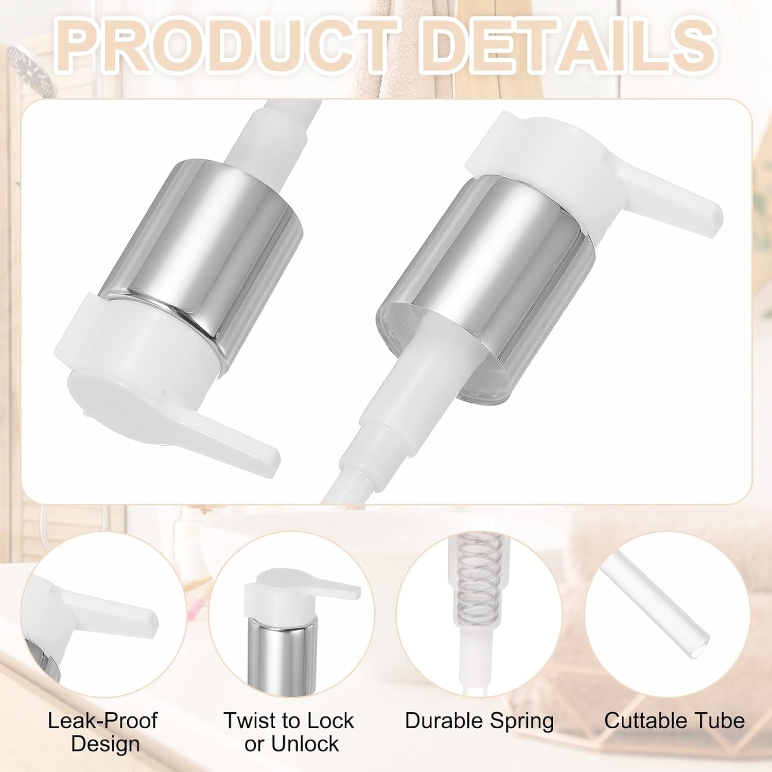 uxcell 2 Pcs Soap Dispenser Pump Heads, Hand Soap Dispensers Top Pumps Replacement Clip-on Pumphead