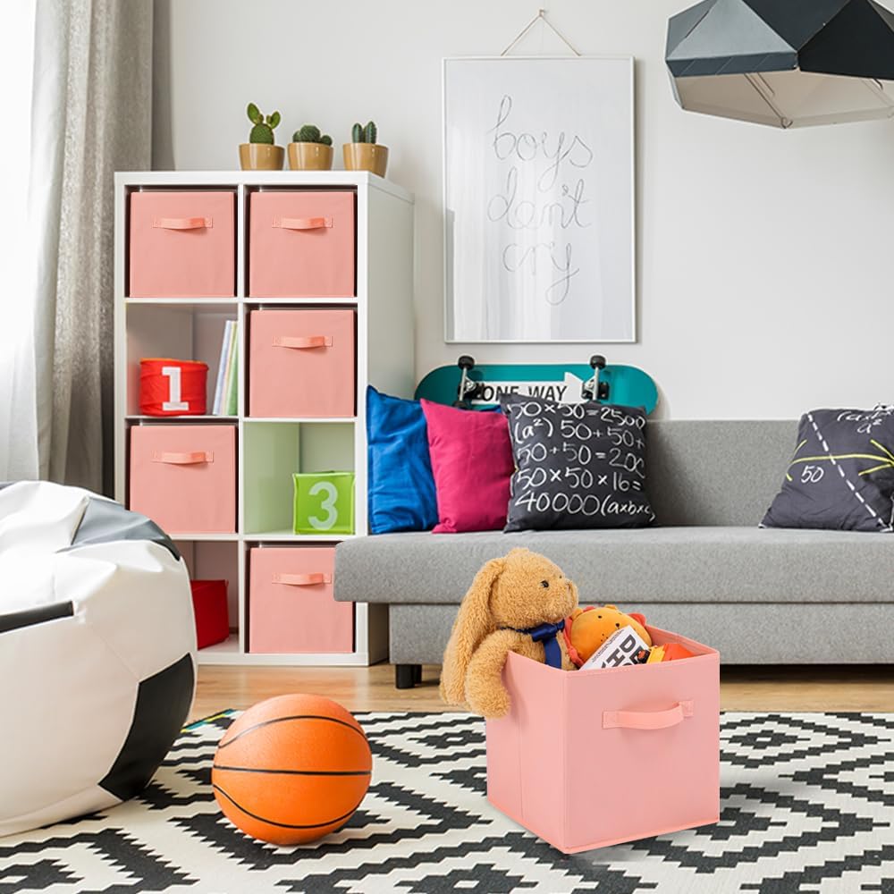 Stero 13x13x13 Inch Fabric Storage Bins 6 Pack Fun Colored Durable Storage Cubes with Handles