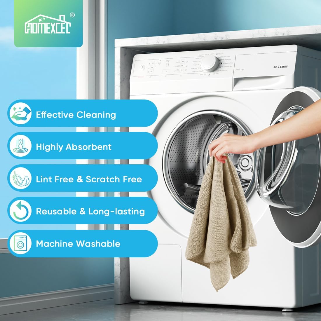HOMEXCEL Brown Microfiber Cleaning Cloth, 12 Pack Premium Microfiber Towels for Cars, Lint Free