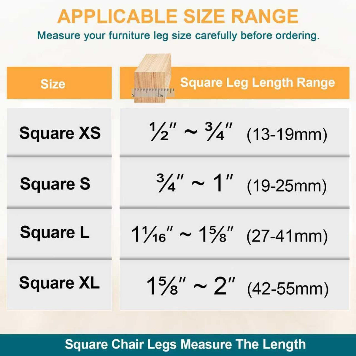 32 Pcs Square Chair Leg Protectors for Hardwood Floors,Felt Furniture Floor Protectors with
