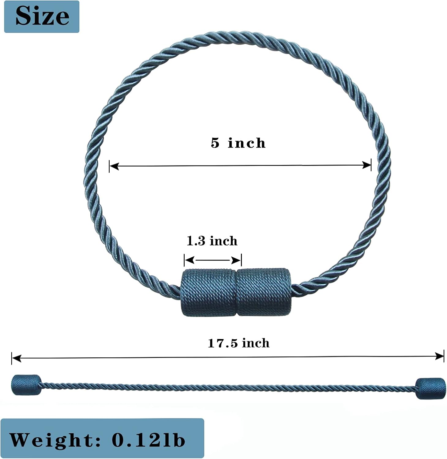 6 Pack Blue Strong Magnetic Curtain Tiebacks Outdoor Elegant Decorative Tie Backs Modern Rope