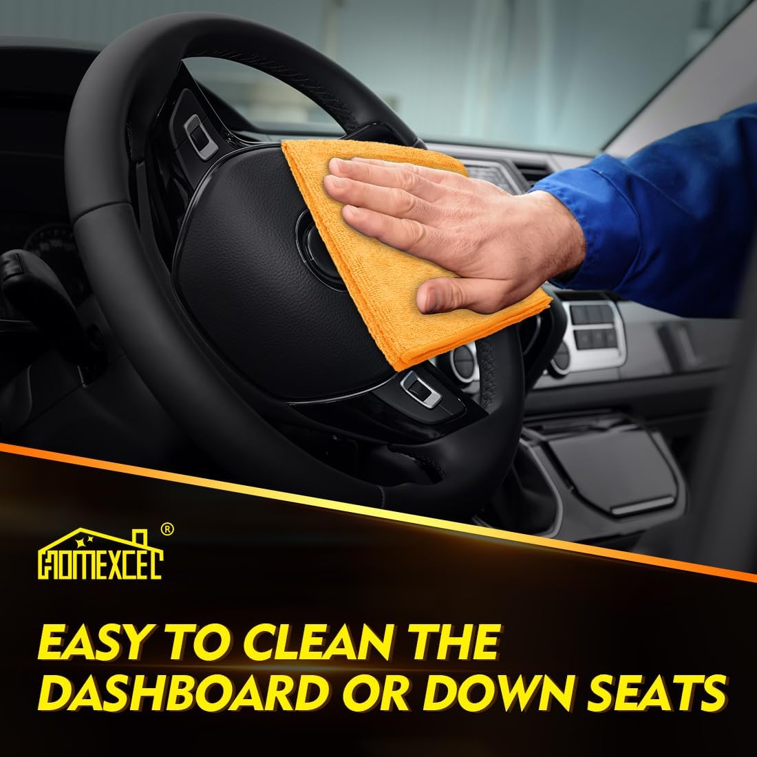 HOMEXCEL Yellow Microfiber Cleaning Cloths 12 Pack, 12.5 x 12.5 inch Microfiber Towel for Cars