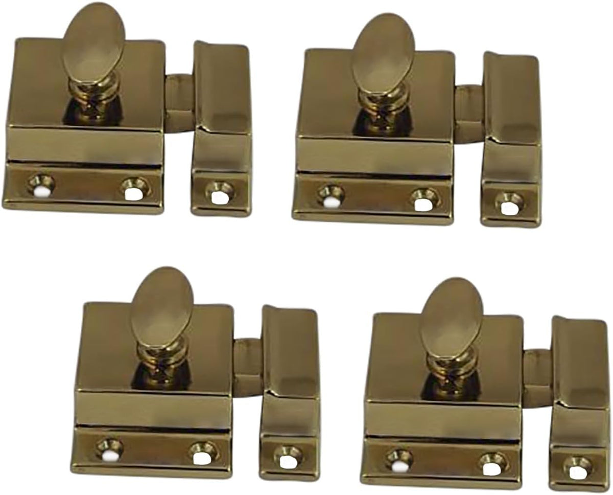 QCAA Traditional Large Oval Turn Cabinet Latch, Solid Brass, 2", for Cupboard & Other Furniture