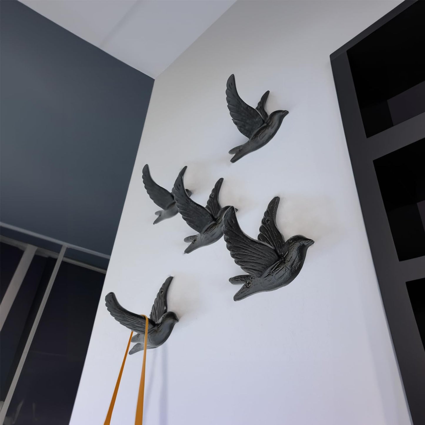 Ambipolar 5-Pack Bird Flying Style Coat Hooks, Vintage Black Hooks for Coats, Hats, and More