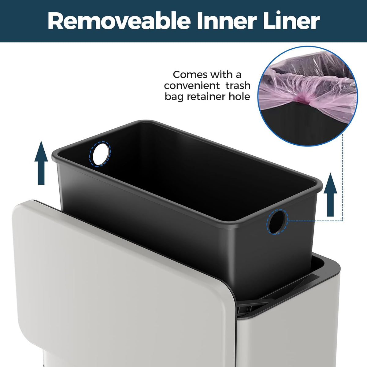 Stainless Steel Hanging Trash Can with Lid and Inner Bucket, 1 Gallon Kitchen Compost Bin for
