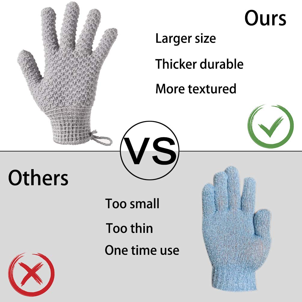 Bath Exfoliating Gloves - 4 Pcs Lengthened and Large Scrubbing Gloves for Shower, Spa, Massage