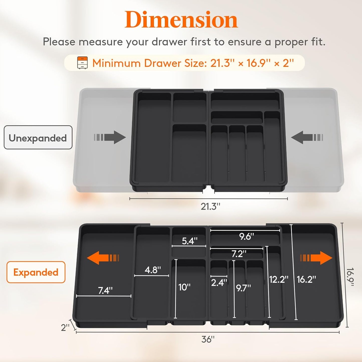 Lifewit Large Silverware Drawer Organizer, Plastic Cooking Utensil Tray for Kitchen, Expandable