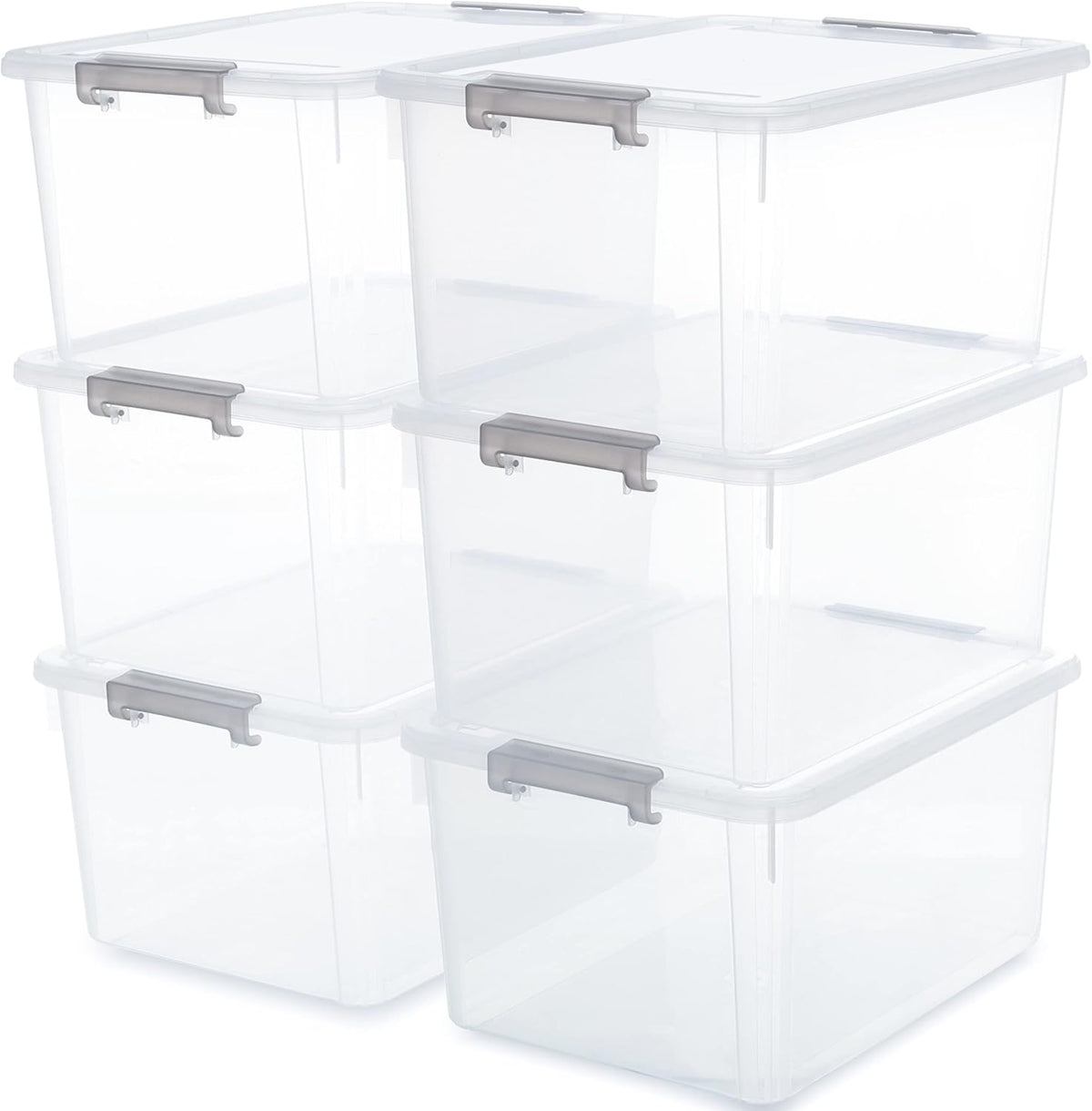 Citylife 6 Packs 32 QT Plastic Storage Bins with Lids Large Stackable Storage Containers for