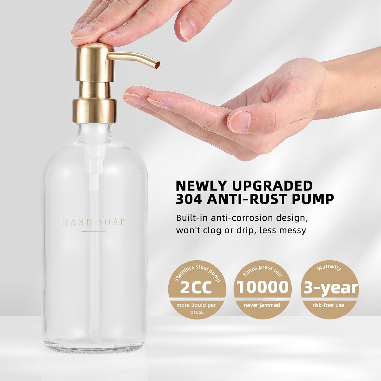 Glass Soap Dispenser - Dish Hand Soap Dispenser Set for Kitchen, Bathroom Soap Lotion Dispenser