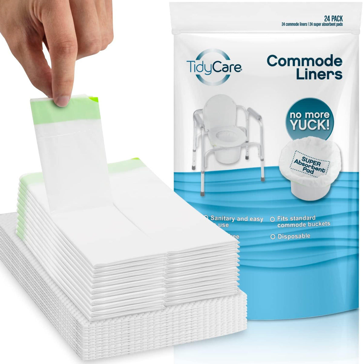 Disposable Bedside Commode Liners and Pads for Portable Toilet Chair Seat Bucket and Bedpan | Combo