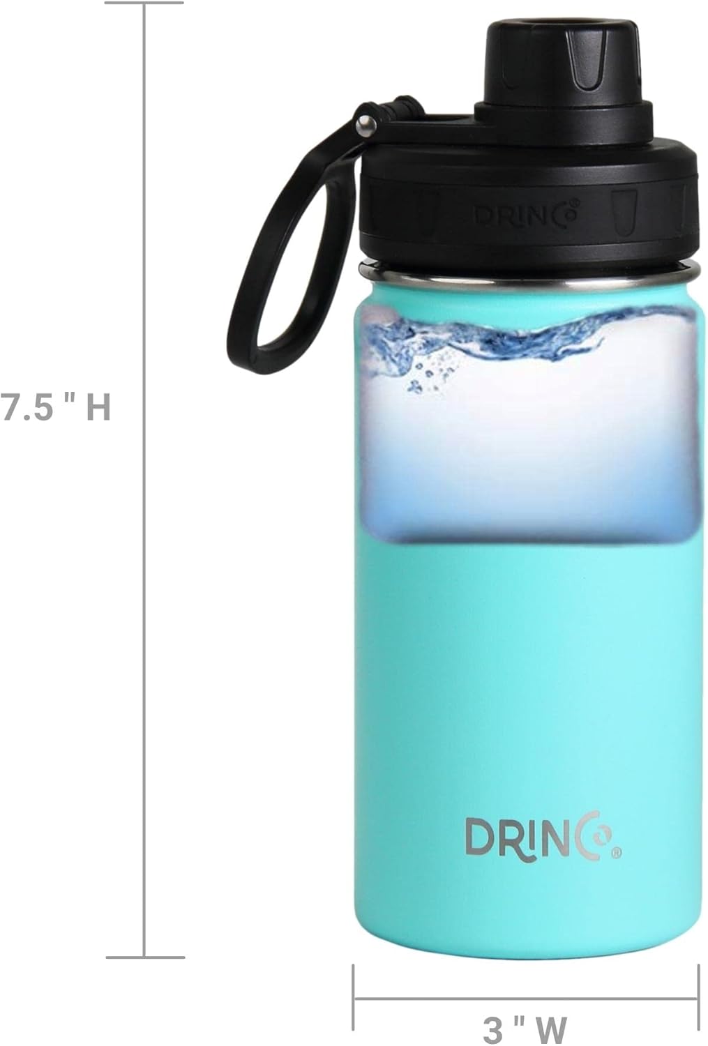 DRINCO Stainless Steel Water Bottle Spout Lid Vacuum Insulated Double Wall Water Bottle Wide Mouth