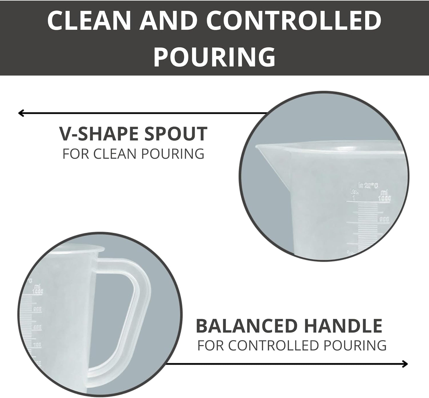 Plastic Graduated Measuring and Mixing Pitcher - 1000ml Plastic Graduated Measuring Pitcher - Large