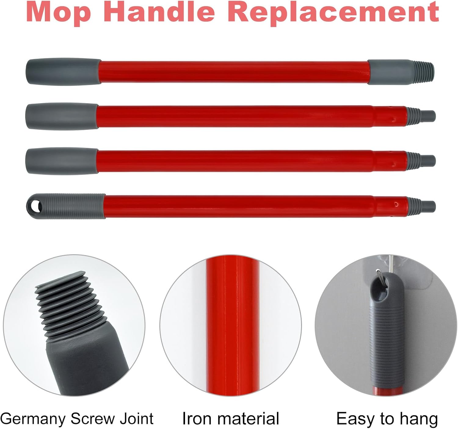 Mop Handle for Ocedar,Spin Mop Replacement Head Base Compatible with O Cedar,4-Section Spin Mop