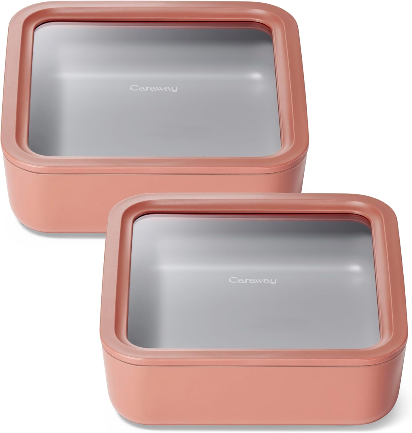 Caraway 2pc Glass Food Storage Set - 10 Cup Food Containers (2) - Ceramic Coated - Non Toxic, Non