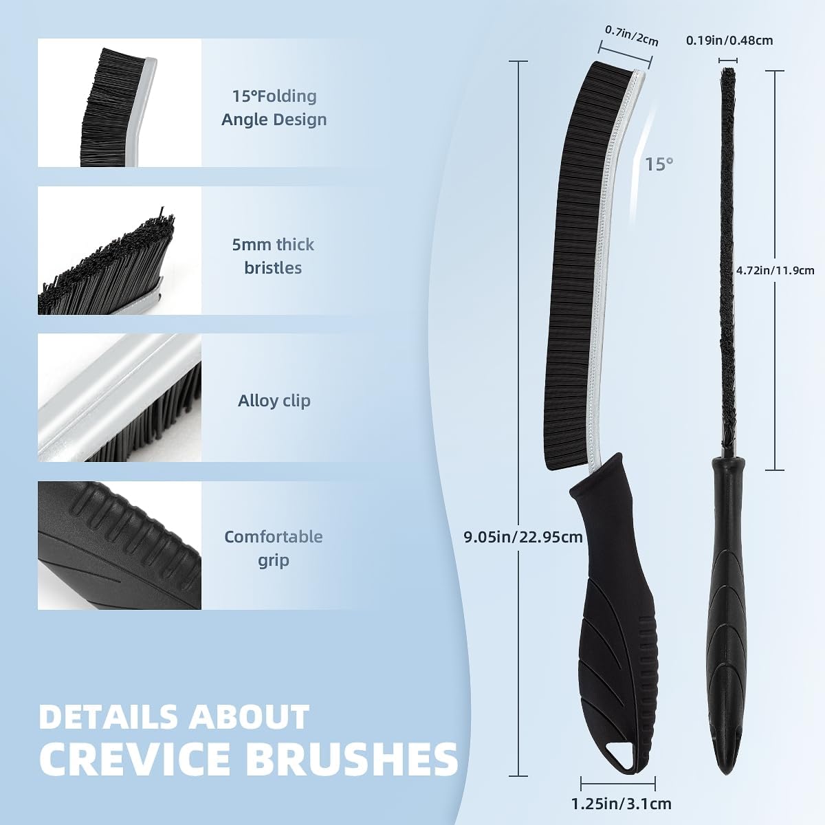 Hard Bristle Crevice Cleaning Brush-Thin Gap Scrub Brush, Small Cleaning Brush, Grout Brush