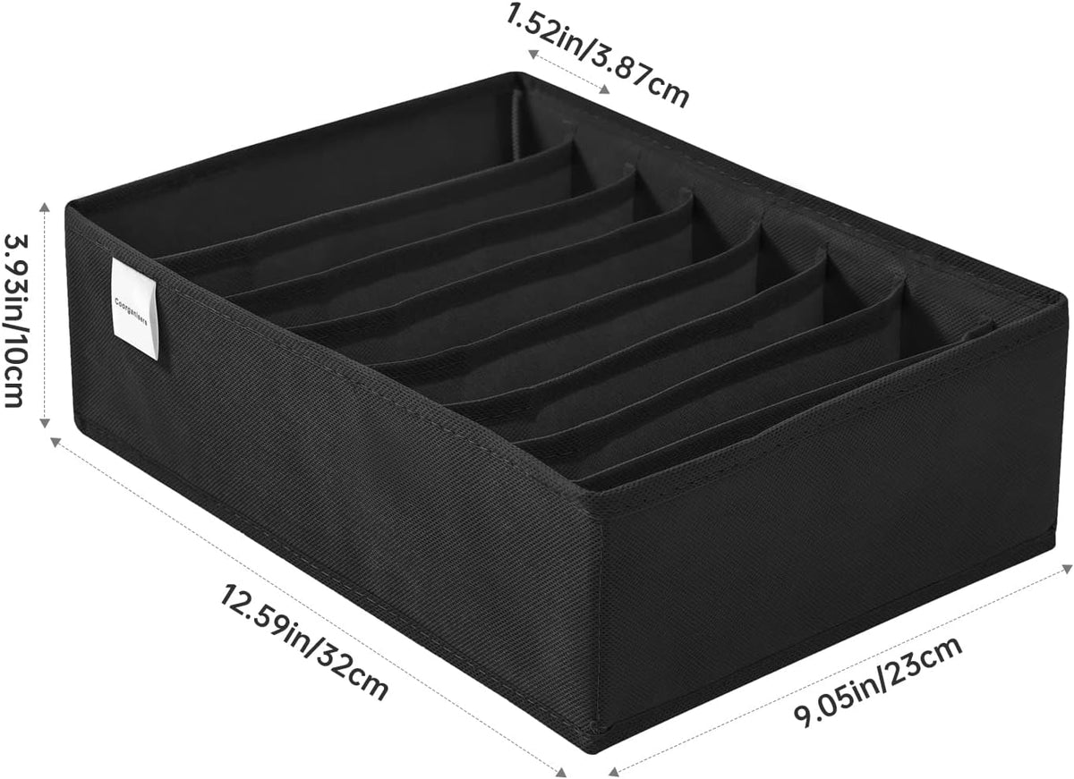 4 Packs T-shirt Drawer Organizers for Clothing,8 Grids Compartment Wardrobe Storage Box, Washable