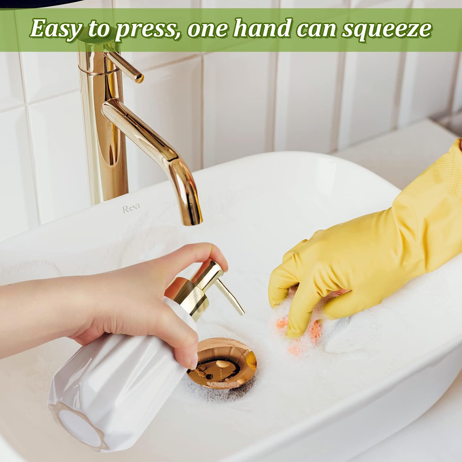 Natheeph Dish Soap Dispenser, Hand Soap Dispenser Ceramic Bottle, Refillable Liquid Great for