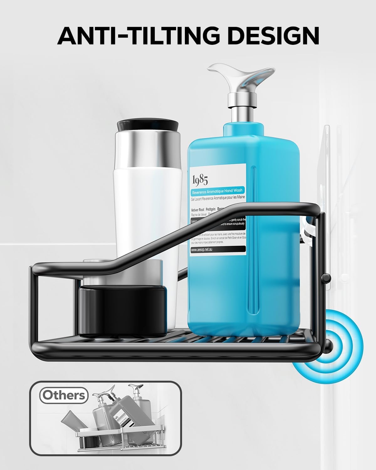 Nieifi Shower Caddy Shelf with Hooks Storage Rack Organizer Adhesive Stainless Steel Without