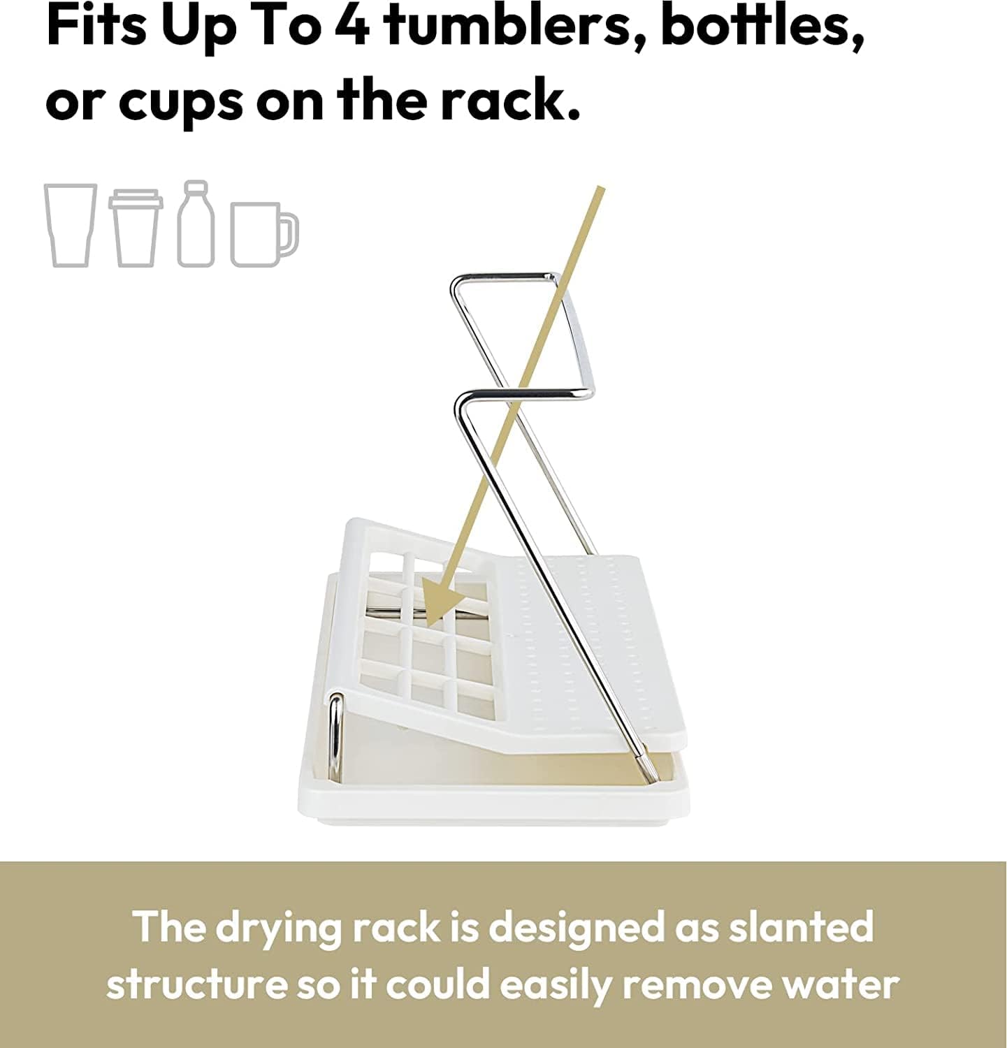 carrotez Bottle Drying Rack, Tumbler Rack with Drain Tray - Narrow and Wide Openings with Various