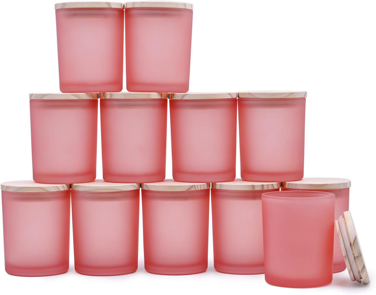 Thick Candle Jars for Making Candles 12 Pcs, 7 OZ Empty Jars with Wood Lids for Candle Making