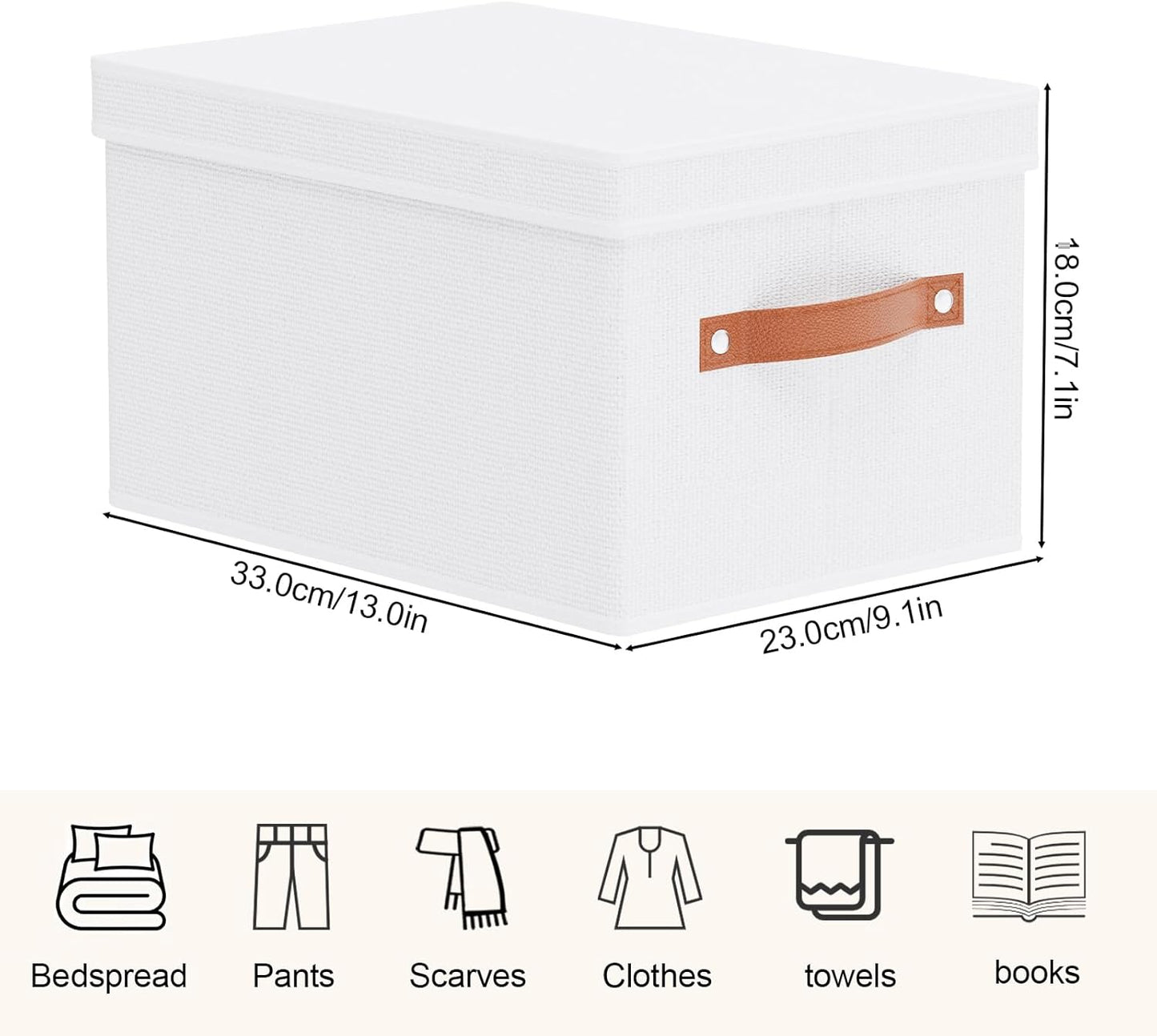 Fabric Storage Bins, 7.1 x 9.1 x 13 Inch Clothes Boxes for Shelves with Lids, Baskets for