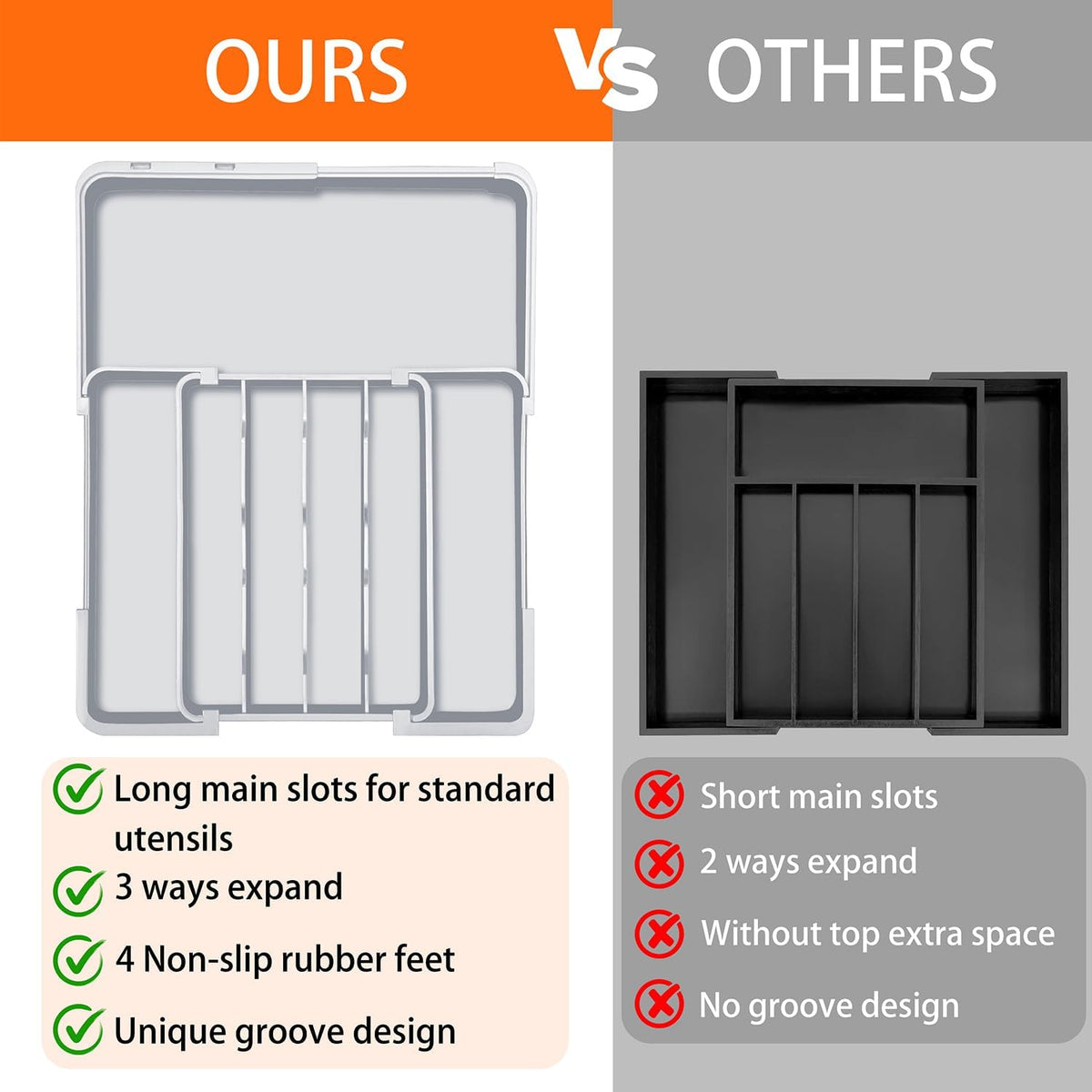 Expandable Silverware Drawer Organizer BPA Free Cutlery Organizer Small Utensil Organizer for