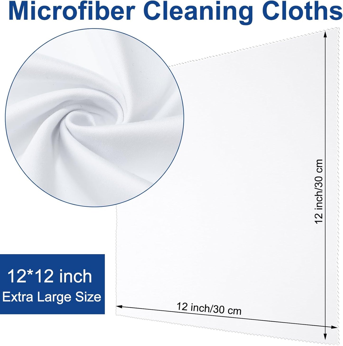 Frienda 12 Pack Large Microfiber Glass Cleaning Cloths 12 x 12 Inch Oversized Eyeglass Sunglasses