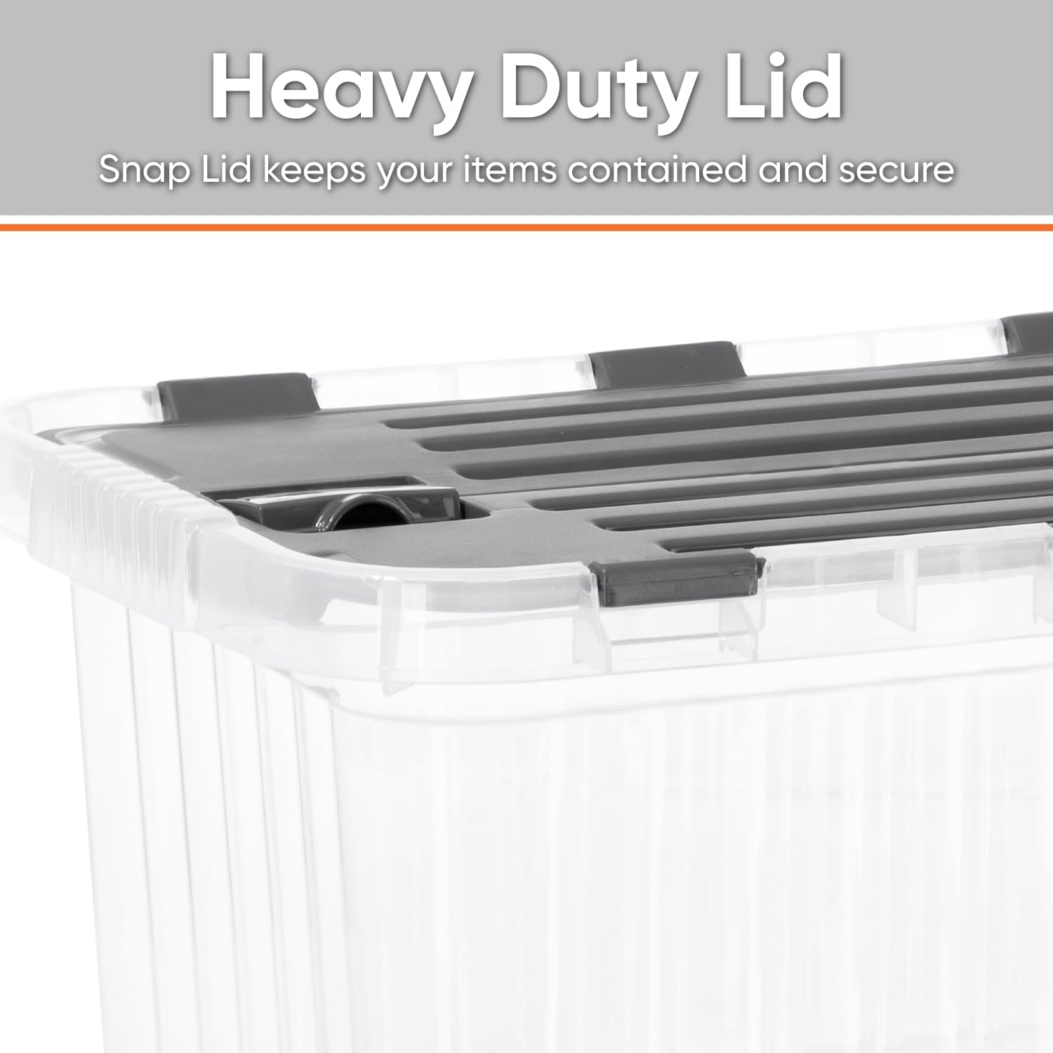 Superio Clear Storage Boxes with Attached Lids, Plastic Container Bins with Hinged Lids for