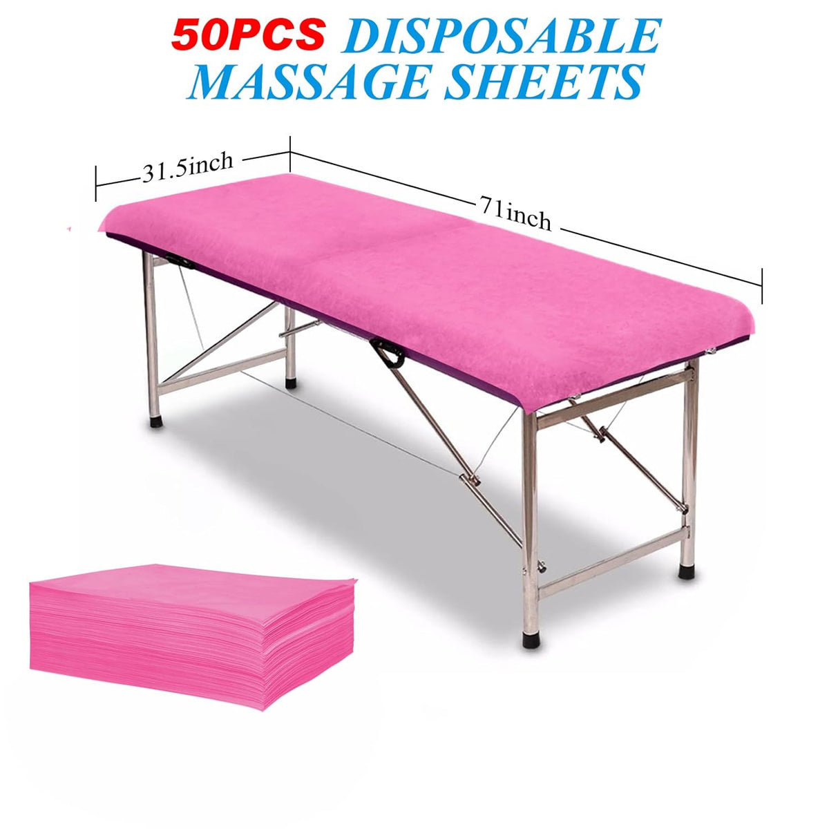 50Pcs Disposable Massage Table Sheets 31.5" x 71" Non-Woven Fabric Bed Covers for Ultimate Hygiene
