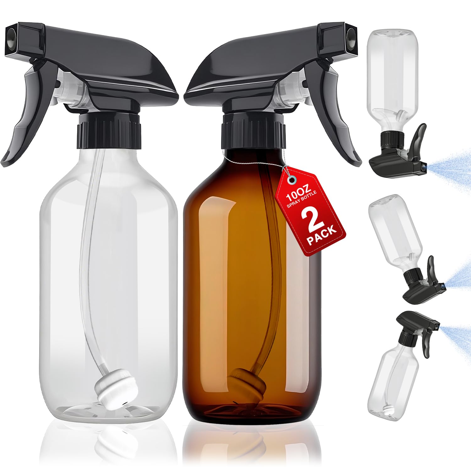 2 Packs Plastic Spray Bottles 360° Water Spray Bottle for Cleaning - 10 oz/300 ml Upside Down Spray