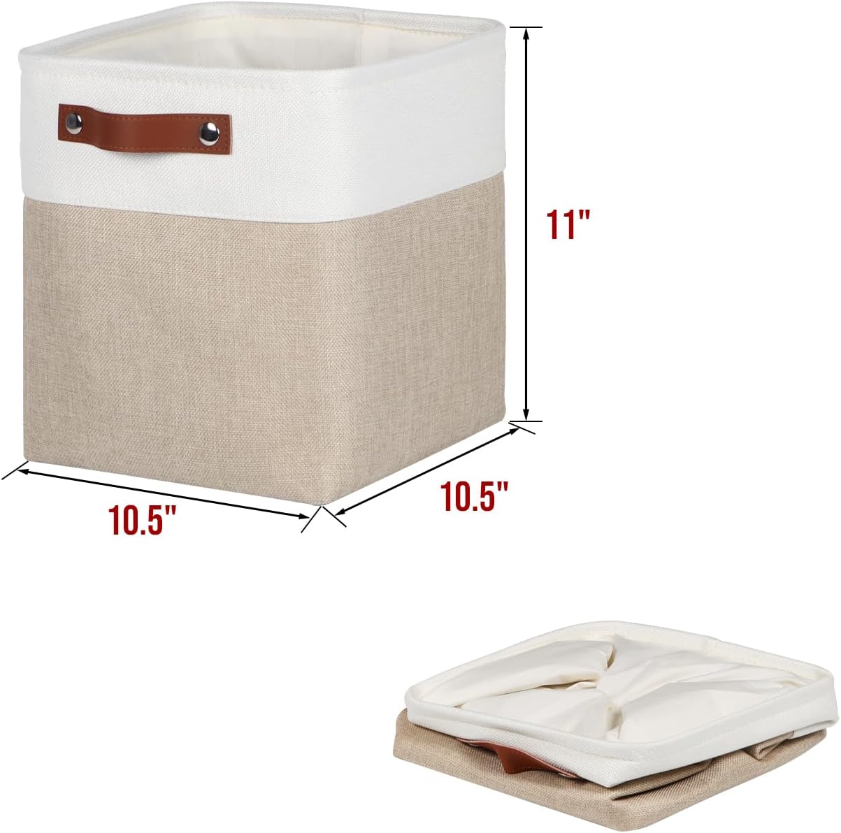 Univivi 4 PC Foldable Storage Baskets,10.5 inch Fabric Storage Bins for Shelf with Hard