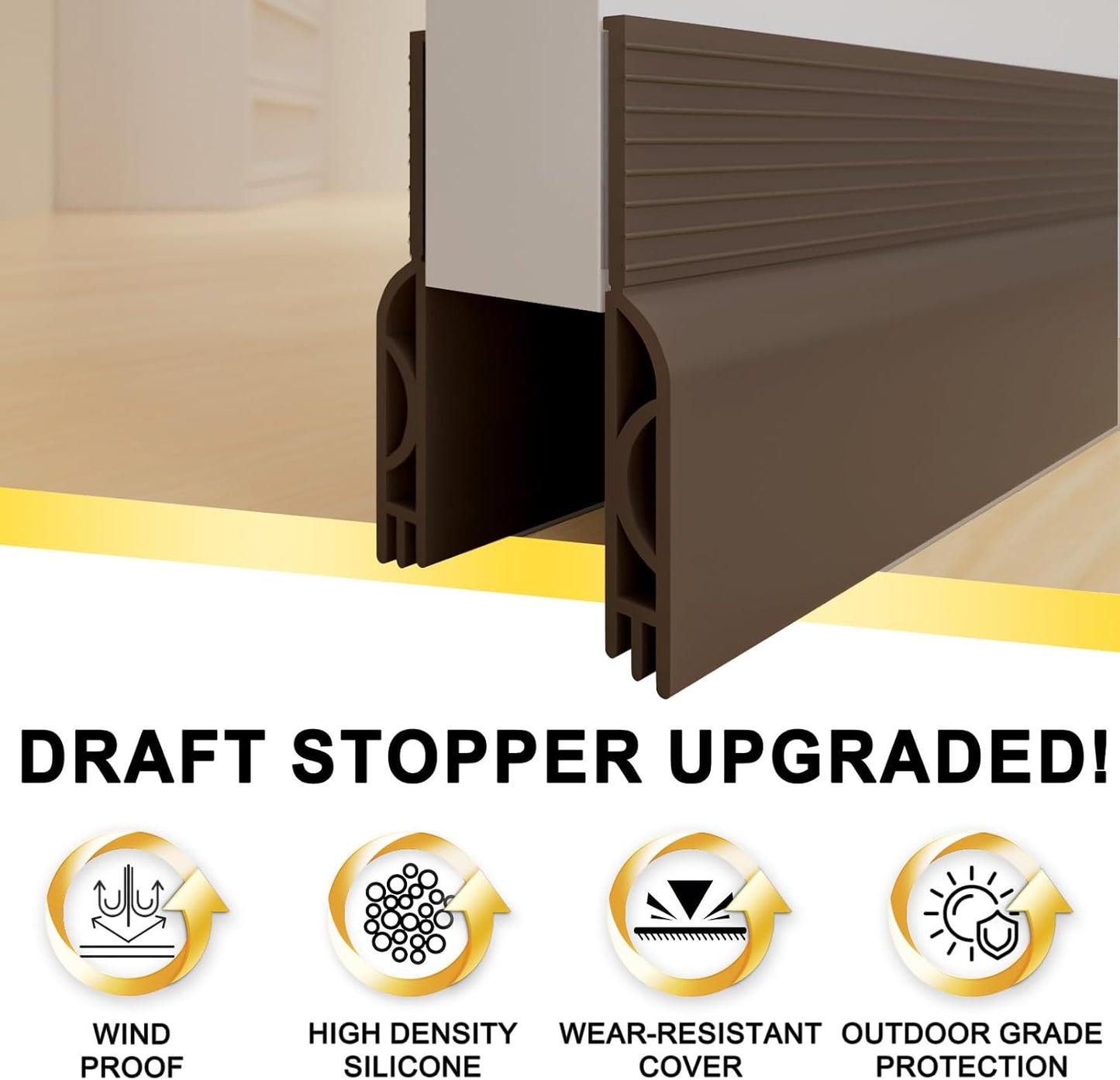 Door Draft Stopper,Door Sweep for Bottom of Doors,Weather Stripping Seal Draft Guard Blocker Noise