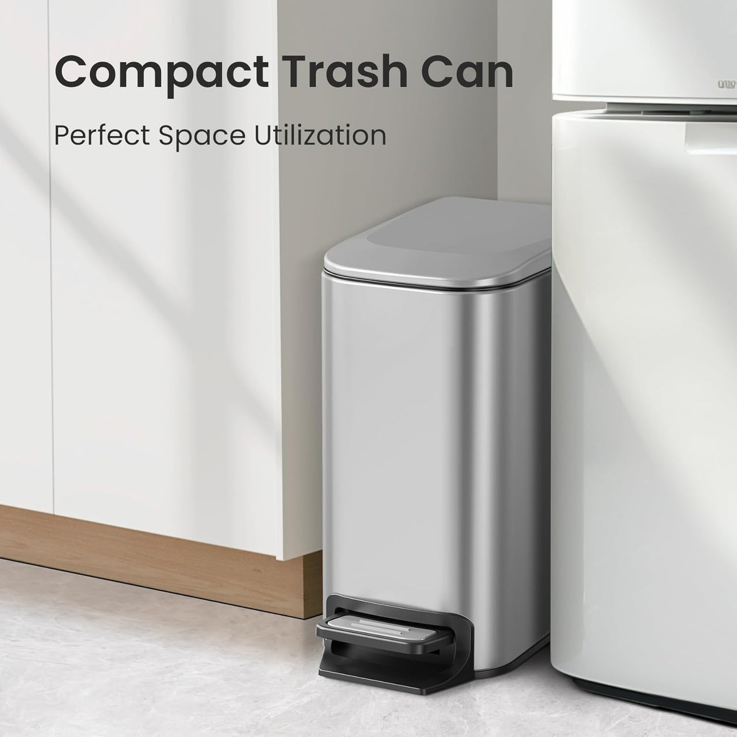 Cesun Small Bathroom Trash Can with Lid Soft Close, Step Pedal, 6 Liter / 1.6 Gallon Stainless