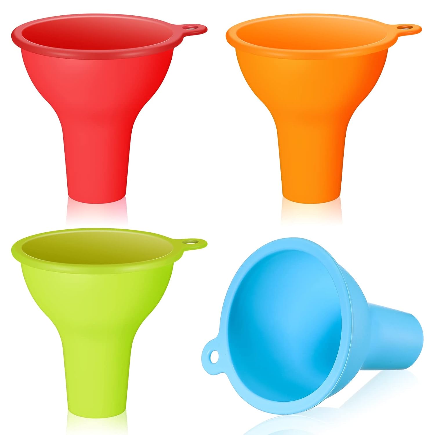 Silicone Funnels 4 Pieces Wide Mouth Funnel Flexible Condiment Sauce Canning Set for Home