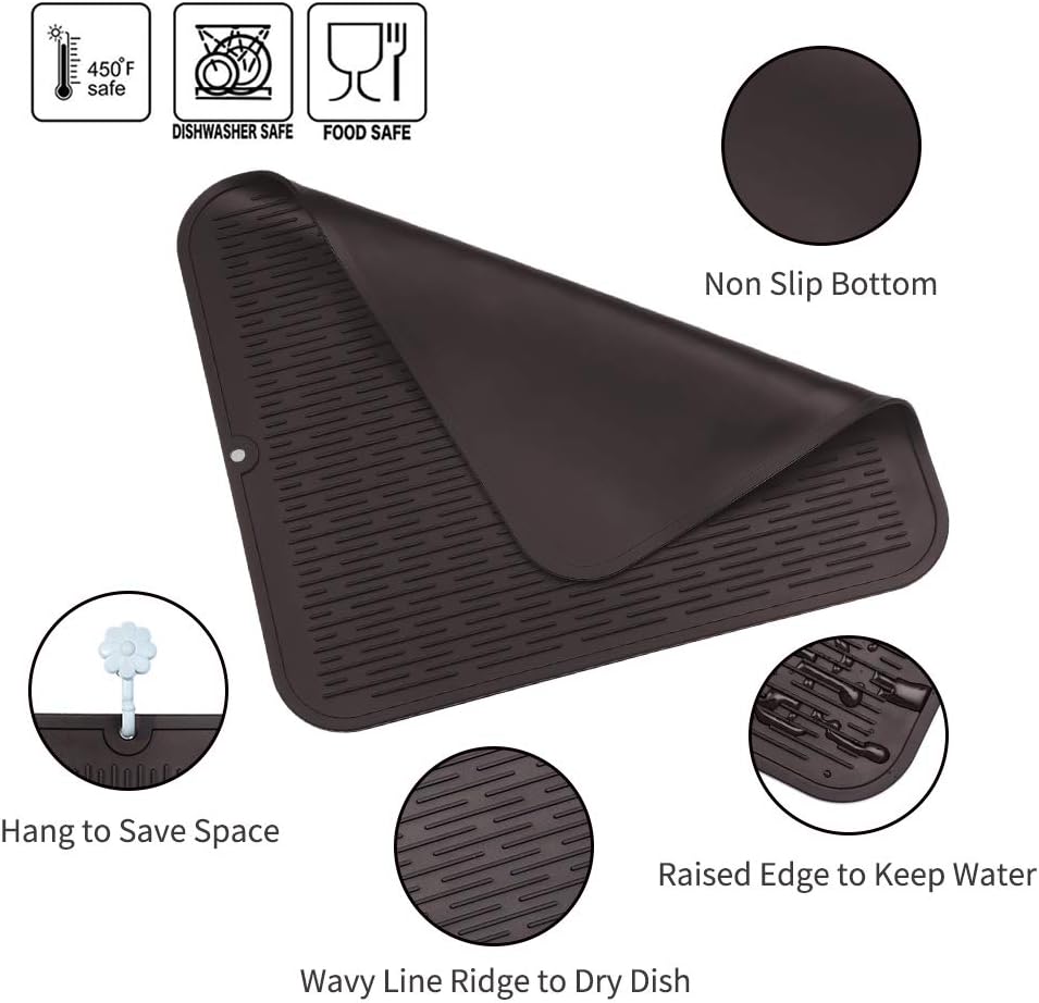Silicone Dish Drying Mat for Multiple Usage,Easy clean,Eco-friendly,Heat-resistant Silicone Mat for