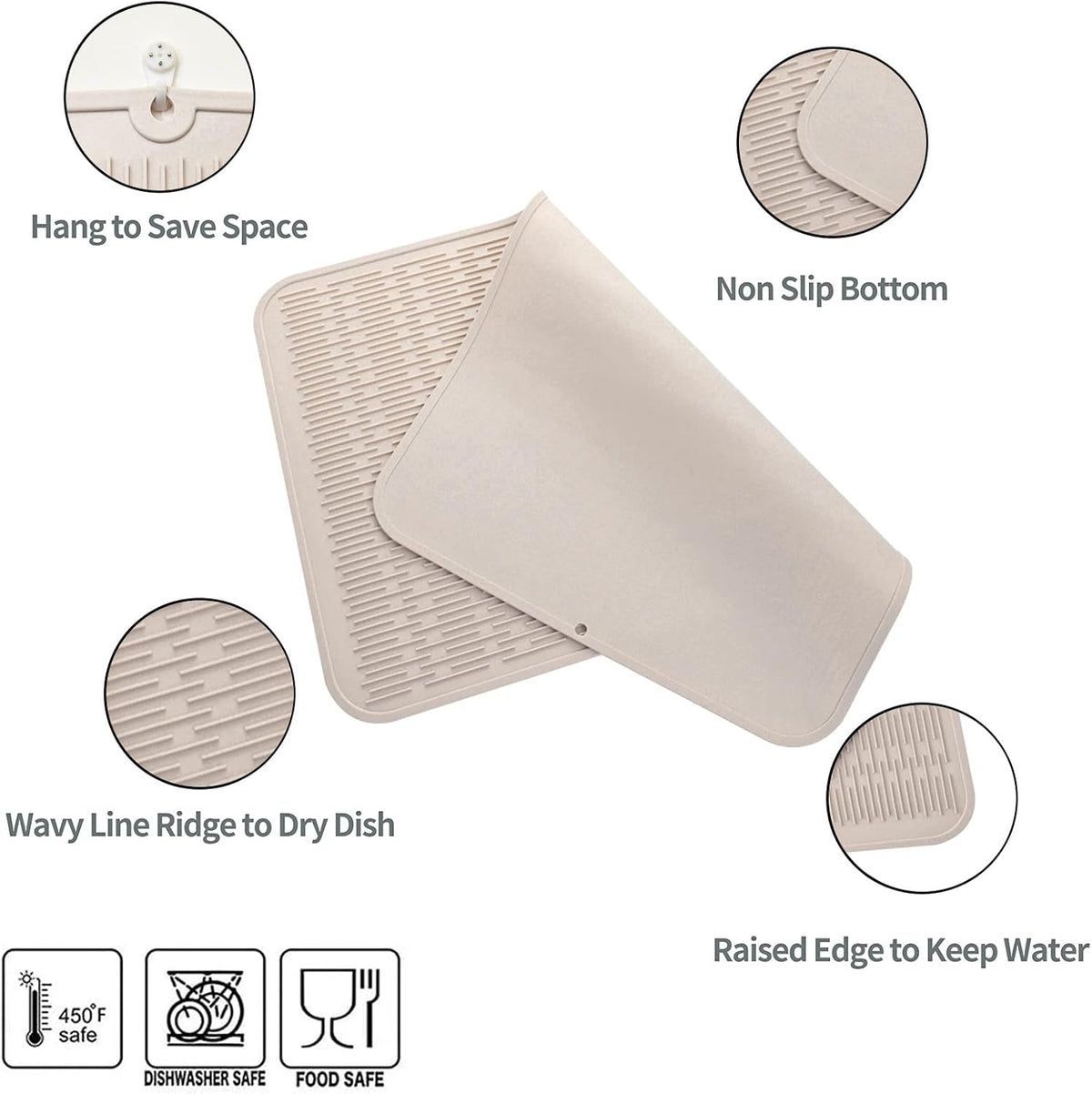 Silicone Dish Drying Mat for Multiple Usage,Easy clean,Eco-friendly,Heat-resistant Silicone Mat for