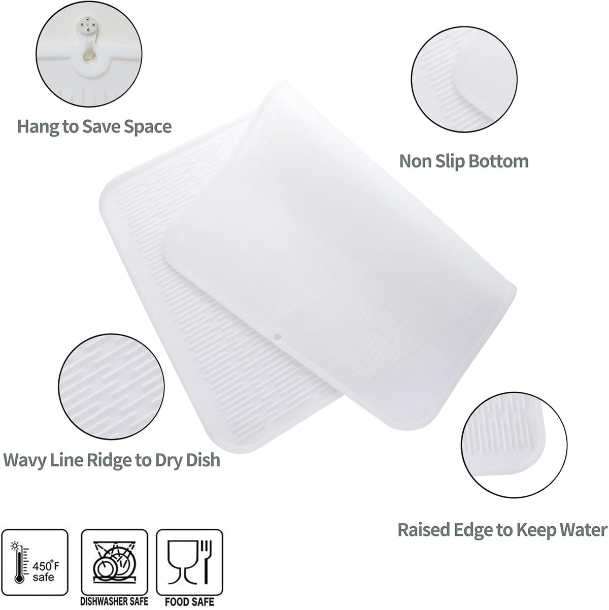 Silicone Dish Drying Mat for Multiple Usage,Easy clean,Eco-friendly,Heat-resistant Silicone Mat for