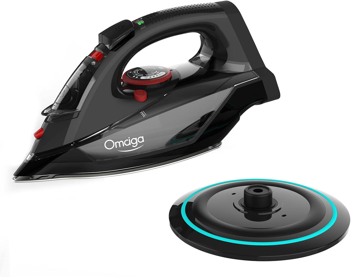 Cordless Iron for Clothes, 1500W Steam Iron Rapid Heating, Ceramic Soleplate, Auto Shut Off