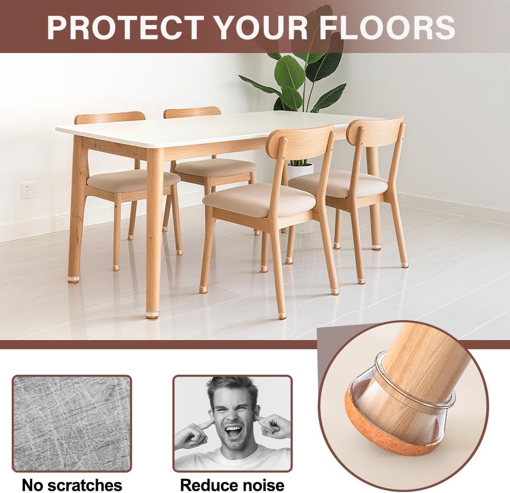Chair Leg Floor Protectors Round Chair Leg Protectors for Hardwood Floors Silicone Caps Felt