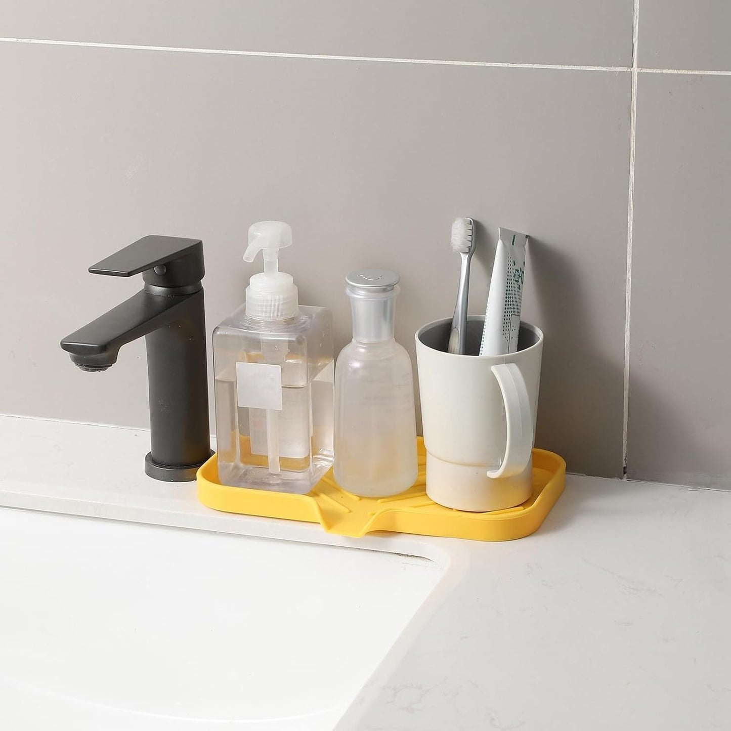 Silicone Bathroom Soap Dishes with Drain Spout-Bathroom and Kitchen Sink Organizer,Sponge
