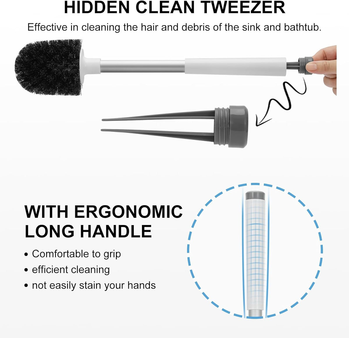 SetSail Toilet Brush and Holder 2 Pack, Self Closing Lid Toilet Bowl Brushes Holder and Extra Long