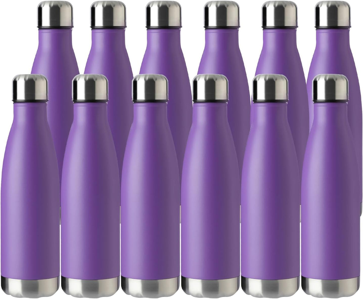 MEWAY 17oz Sport Water Bottle 12 Pack Vacuum Insulated Stainless Steel Leak-Proof Double Wall Cola