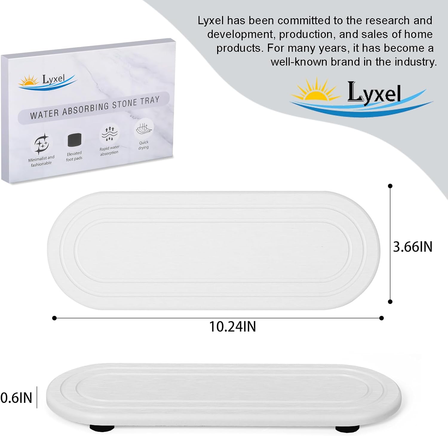 2PCS Water Absorbing Stone Tray, Fast Drying Diatomite Stone Sink Tray, Water Absorbent Diatomite