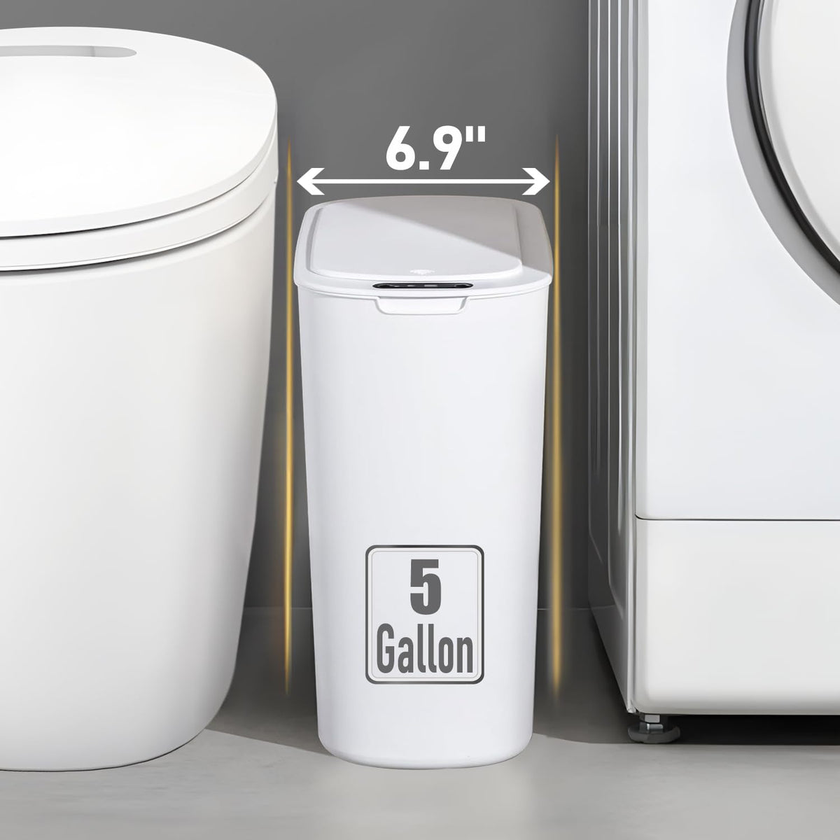 5 Gallon Motion Senor Bathroom Trash Can with Lid, Automatic Garbage Can Touchless, Smart Plastic