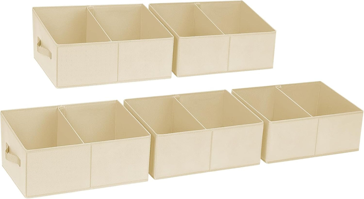 DIMJ Closet Storage Bins, 5 Pack Storage Baskets for Shelves, Foldable Closet Organizer with
