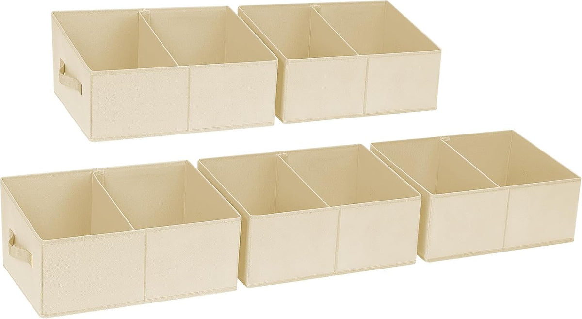 DIMJ Closet Storage Bins, 5 Pack Storage Baskets for Shelves, Foldable Closet Organizer with
